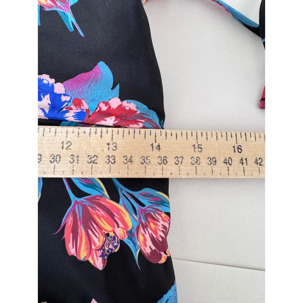 ModCloth Floral Halter One Piece Swimsuit sz Large Black floral boho retro - Picture 5 of 8
